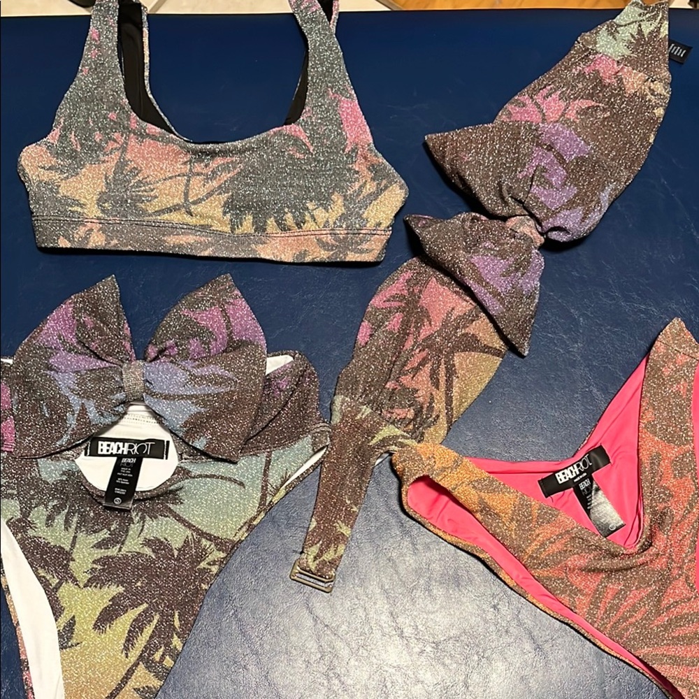 Beach Riot Glitter Palm Bikini Set lot